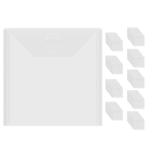Image of Briartw 90 Pack Storage Envelopes,Clear 6.4x6.4 Resealable Plastic Envelopes Pockets for Cutting Dies Stencil Crafts Organizer Holder,Storage Bag for Clear Stamp,Die Cuts,Scrapbook Paper,Photos