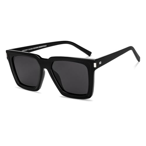 Image of VINCENT CHASE EYEWEAR Polarized and 100% UV Protected | Branded and Stylish Sunglasses | Full Rim Square | Season Essentials | For Men & Women | Large | VCS000550