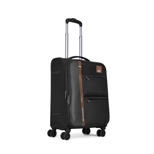 Image of VIP Grande 8 Wheel Cabin (Small Size) Soft Case Trolley Bag | TSA Lock | Expandable Polyester Luggage | 3 Year International Warranty | Anti-Theft Zipper | 58 CM Suitcase for Travel | Black