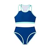 Girls Swimsuit Color Block Two Piece Bathing Suit Summer Beach Swimwear Vacation Fashion Swimsuit Comfort Swimwear B-926 Blue Boyyy Girrll Year 11 Years 12 Years