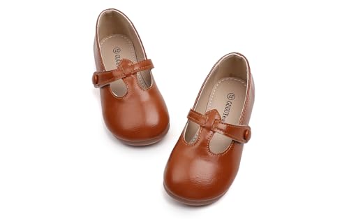 GUGUYeah Toddler Girl Mary Jane Dress Shoes,PU Leather T-Strap Princess Ballerina Flats for Wedding Party School (Toddler/Little Kid)