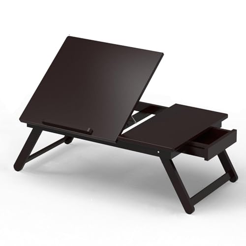 Bureau d'ordinateur portable inclinable table de lit pliable et support de travail assis debout - 2