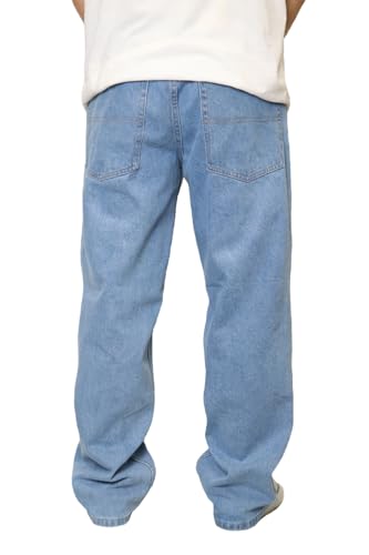 URBANJ Men's High Waist Baggy Jeans Loose Fit Wide Leg Denim Pants3