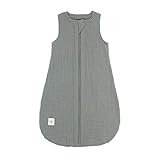 LÄSSIG Baby Sommerschlafsack ohne Ärmel Muslin Baumwolle GOTS zertifiziert unisex/Muslin Sleeping Bag green, Größe 62/68 2-6 Monate
