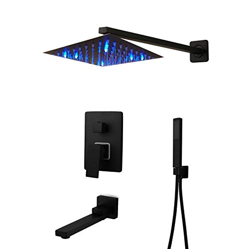Robinet de remplissage de baignoire à rotation et douche de pluie noire pour petite pièce
