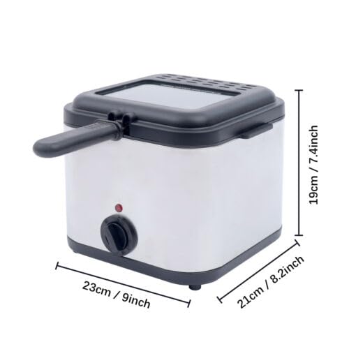 ZGEXING 1000W Electric Deep Fryer Cooker Home Countertop 2.5 L Oil Capacity Fast Frying,Stainless Steel Countertop Fryer for Kitchen/Home/Restaurant
