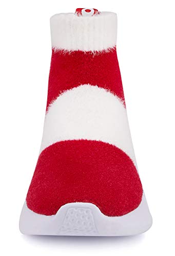 Santiro Kids Sock Sneakers Boys Girls Slip On Shoes Lightweight Breathable Knit Athletic Tennis Shoes High Tops Walking Shoes Red 11.5 M Us #TOP4