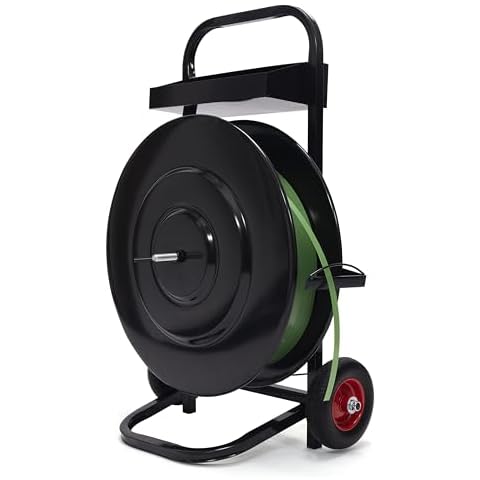 Heavy Duty Strapping Dispenser with Built-in Tray for Polypropylene, Fibre Strapping, Plastic Steel Coil Roll Steel Strapping Cart Moveable Banding Cart Cover
