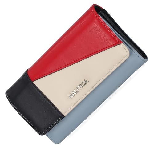 Image of Nautica Money Manager Womens Slim RFID Blocking Wallet, Small Bifold Credit Card Holder with Zipper Coin Pocket and ID Window
