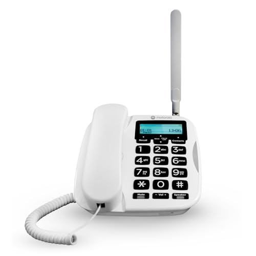 Motorola Voice - FW500 Teléfono De Escritorio con SIM Y Línea Fija – Respaldo De Emergencia 4G LTE, hasta 8 Horas De Batería, Teléfono de Emergencia en Caso de Corte de Energía, Teclas Grandes