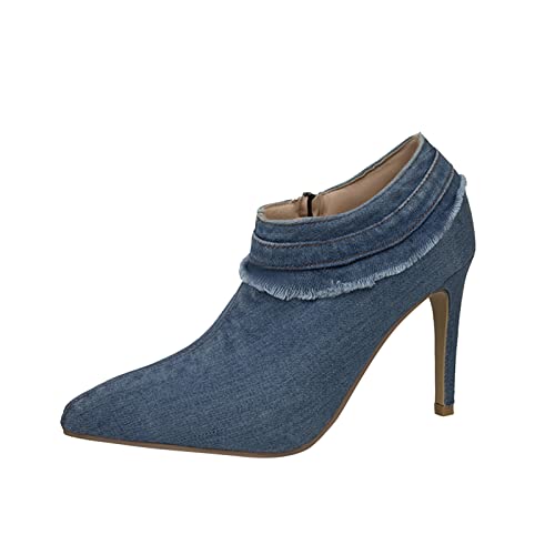 Escarpins Femme Noir Talon Carre Chaussures à Talons Hauts Minces en Denim de Couleur Unie pour Femmes Escarpins Sexy