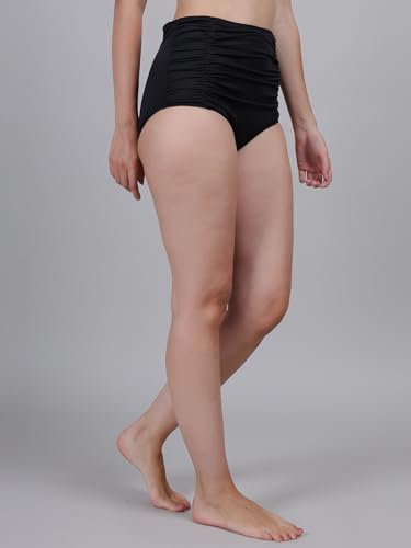 Image of High Waisted Swimsuit Bottom Tummy Control Ruched Bikini Bottom Vintage Bathing Swim Shorts for Women