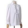 GRACEART Mens Pirate Shirt Ruffle Colonial Shirt Renaissance Poet Frilly Shirt Steampunk Vampire Gothic Costume White #3