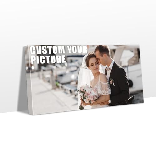 Personalized Custom Canvas Prints with Your Photos & Text, Customized Picture Print, Transform Own Images Into Framed Wall Art Digitally Printed Photo to Canvas, Keepsakes Gifts for Family 24x12’’