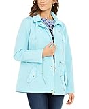 Charter Club Women's Water Resistant Hooded Anorak Jacket In Regular Blue Size Medium
