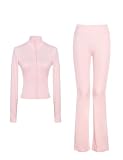 Qiyunfly Girls School Sets Zip Up Jacket & Flare Pants 2 Pieces