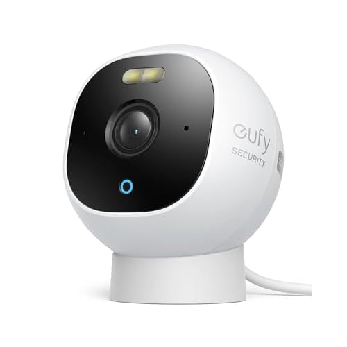 eufy Security Solo Outdoor Cam E210, Caméra de Sécurité Extérieure Filaire Tout-en-Un Résolution 1080p, Projecteur, Vision Nocturne Couleur, sans Frais Mensuels, Résistance aux Intempéries IP67