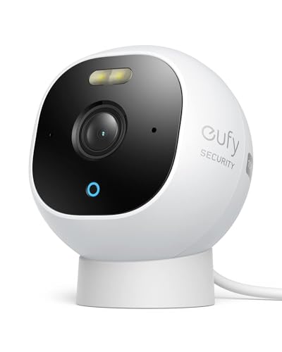 eufy Security Solo Outdoor Cam E210, Caméra de Sécurité Extérieure Filaire Tout-en-Un Résolution 1080p, Projecteur, Vision Nocturne Couleur, sans Frais Mensuels, Résistance aux Intempéries IP67