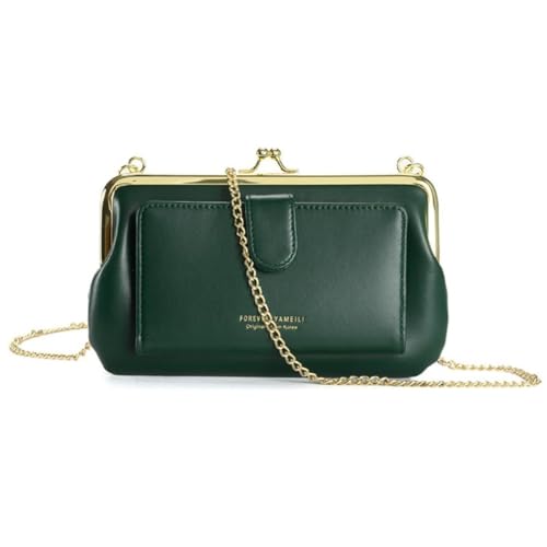 Women's 10 Card Holder Wallet Metal Frame Closure Leather Clutch Purse Crossbody Bag for Women