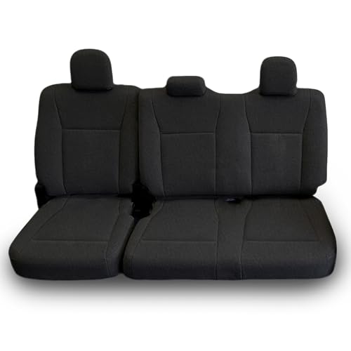 runfider Crew Cab Seat Covers for Ford F150 2015–2025, F150 Lightning 2022–2025, F-250 F-350 Super Duty 2017–2025, Composite Knit Fabric，Protectors with Headrest Covers - Black（Rear）