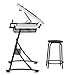 Fusion Drafting Table with Stool, Height Adjustable Desk with Tilt Top, Charcoal / White