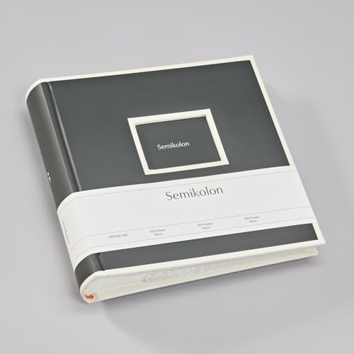 Semikolon 370040 200 Pockets Album - 23 x 22,3 cm - 100 Seiten cremefarben, für 200x 10x15 Fotos - lava stone grau