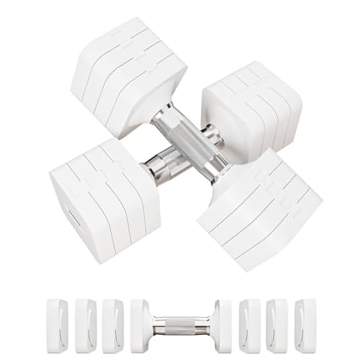 20LBS Adjustable Dumbbells Sets, 4 in 1 Free Weight Dumbbell Sets for Women Men Hand Weight Set Adjust Dumbbells Weights Set for Home Gym Exercise Workout Strength Training Equipments, White