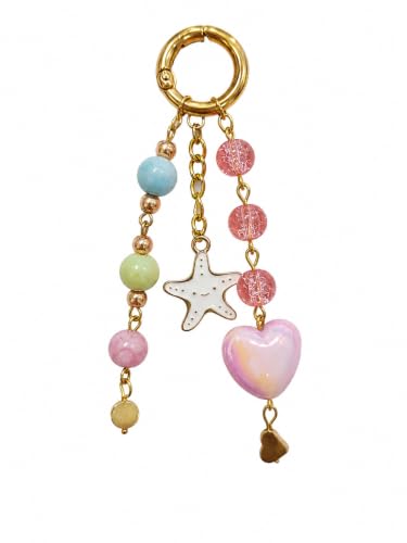Image of Handmade Beaded Phone Charm Strap for Women & Girls | Aesthetic Mobile Charm | Pearl & Crystal Bead Wrist Strap | Cute Phone Bag Accessory | Korean Style