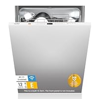 COMFEE' KWH-BD1215P-W Fully Integrated Dishwasher with 12 Place Settings, Cloud Wash, Extra Drying, Built-in Dishwasher with Delay Start, Quick Wash - White