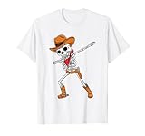 Dabbing Esqueleto Vaquero Halloween Niños Camiseta