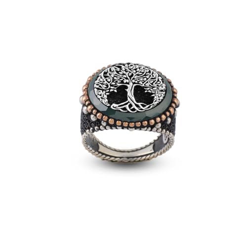 Bague Homme Argent 925 Anti-Ternissement Jade et Arbre de Vie | Bijou Durable Finition Polie