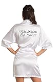 Girleo Women's Personalized Name, Custom Titles or Phrases-Bride Bridesmaid Mother of the Bride Maid of Honor Mother of the Groom White Satin Robe S/M 2-10