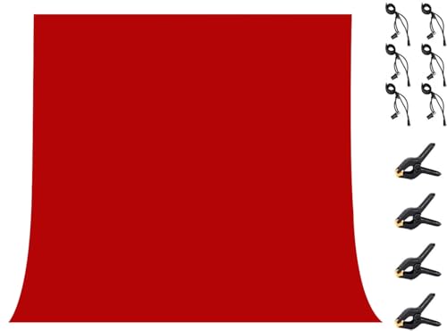 LYLYCTY 10x10ft Red Non-Woven Fabric Backdrop Photography Background Lilac Solid Color Photo Props with 4X Spring Clamps,6X Clips WLY60