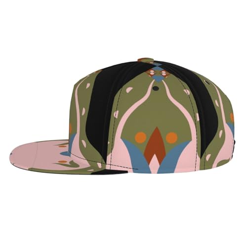 National Wind Pattern Fashion Flat Brim Baseball Cap â€“ Stylish Unisex Cap with All-Over Print Design â€“ Breathable Lightweight Hat for Daily Wear, Outdoor Activities, and Travel Black3