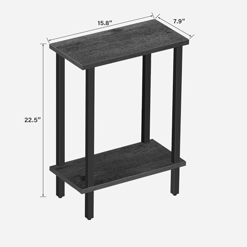Slim Charcoal Grey Side Table for Living or Bedroom - TB01BY062