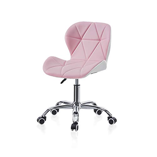TUKAILAi Silla de Oficina de Piel sintética, Silla de Escritorio Altura Ajustable Ergonómica, Silla Escritorio Juvenil Rueda Transpirable para Estudio Cadeira Escritorio (Rosa-Blanco)