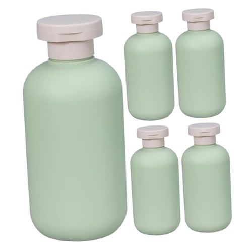 Gatuida 5 Piezas Dispensadores de Jabón Líquido y Champú con Tapa Antigoteo Botellas de Viaje Recargables para Baño y Cuidado Personal Diseño Compacto y Elegante Color Verde Aguacate