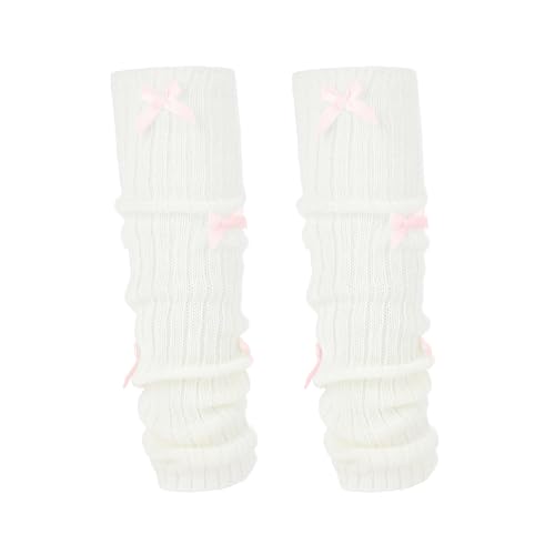 Image of Fashion Girl Knit Leg Warmers Harajuku Bow Decor Loose Socks Vintage Kawaii Leg Sleeves Lolita Socks