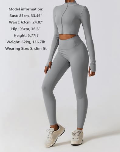 Yknktstc Womens Full Zip Athletic Jacket with Thumbhole Long Sleeve Crop Top Running Workout Yoga Sportswear Shirt4