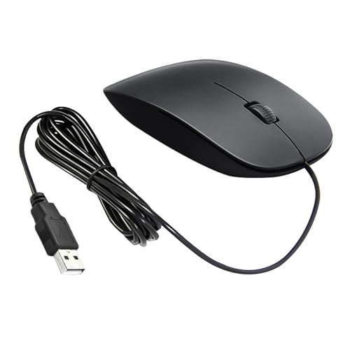 Wired USB mouse, Optical mouse wired 1200 DPI Optical Tracking, 3-Button Ambidextrous Computer with Scroll Wheel for Laptop PC, Black, Plug & Play, Precise and Comfortable for Office or Home Use