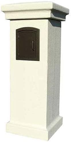 Manchester Stucco Locking Column Mailbox, Sandstone w/Plain Door