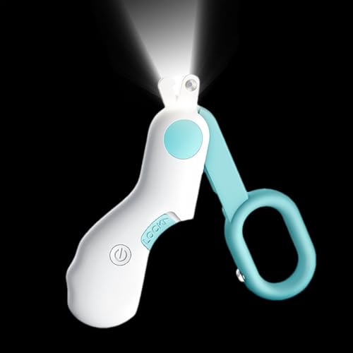 BinZyronic 犬用爪切り LEDライト付き 爪やすり 電動トリマー 安全設計 黒色金属 (青)