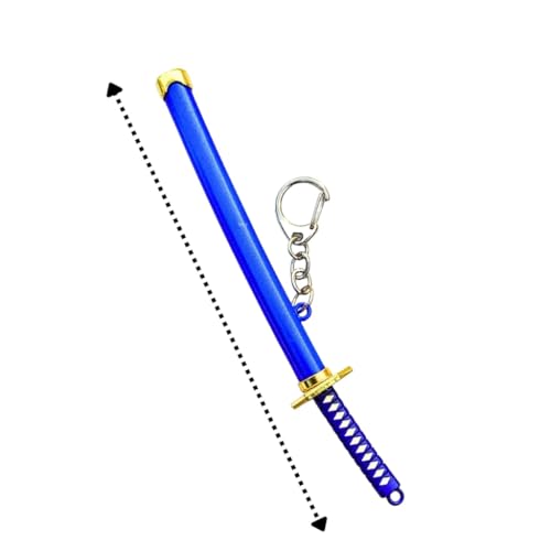 Image of Decorative Sword Keychain with Sheath, Black and Gold, Miniature Samurai Style Accessory