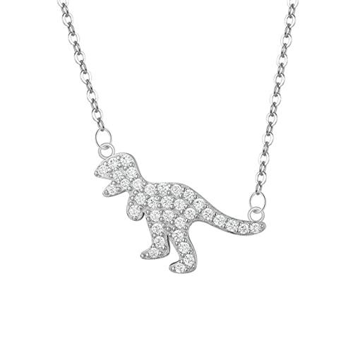 Collier dinosaure argent sterling anti-allergie avec zircone éclatant