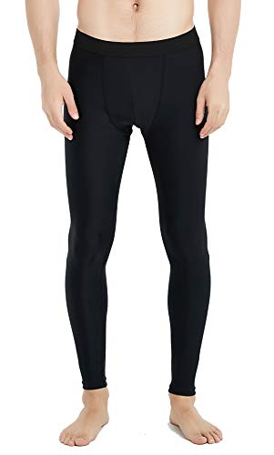UPF 50+ Men's Surfing Leggings Sun Protection High-Waist Tummy Control Swimming Pants(6006black-M)