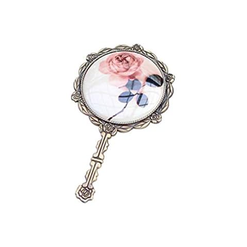 WANGXIAOLINjingzi Vintage Rose Princess Carrying Portable Carrying Makeup Mirror Handheld Small Mirror Girl Princess Makeup Mirror Hd Handheld Makeup Mirror,Brass (Color : Brass) Cover