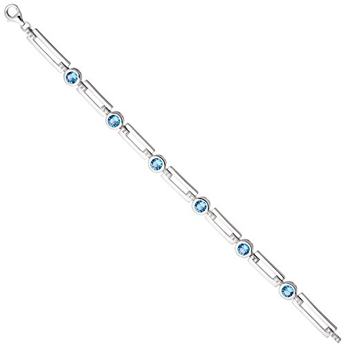 Jobo Damen-Armband aus 925 Sterling Silber mit blauen Zirkonia 19 cm