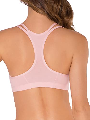Fruit Of The Loom Womens Spaghetti Strap Cotton Pull Over 3 Pack Sports Bra, Skinny Stripe/White/Blushing Rose, 38 #TOP5