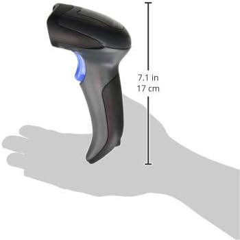 Datalogic QuickScan QD2430 handheld scanner shown in a hand for size comparison