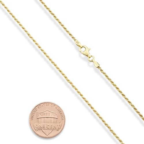 Miabella Italian 925 Sterling Silver, 18K Gold Plated 1.5mm Diamond-Cut Rope Chain Necklace for Women Men | Made in Italy2
